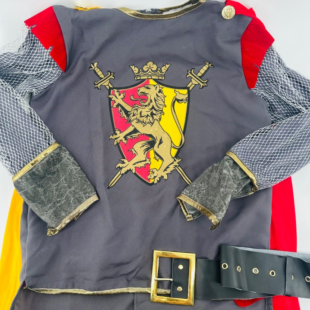InCharacter Noble Knight Costume Tunic Cape Belt Grey Polyester Size 8